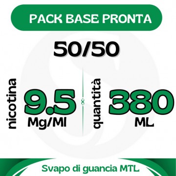 Pack Base neutra 50/50 380ml 8.5mg/ml di Nicotina