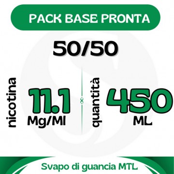 Pack Base neutra 50/50 450ml 11.1mg/ml di Nicotina